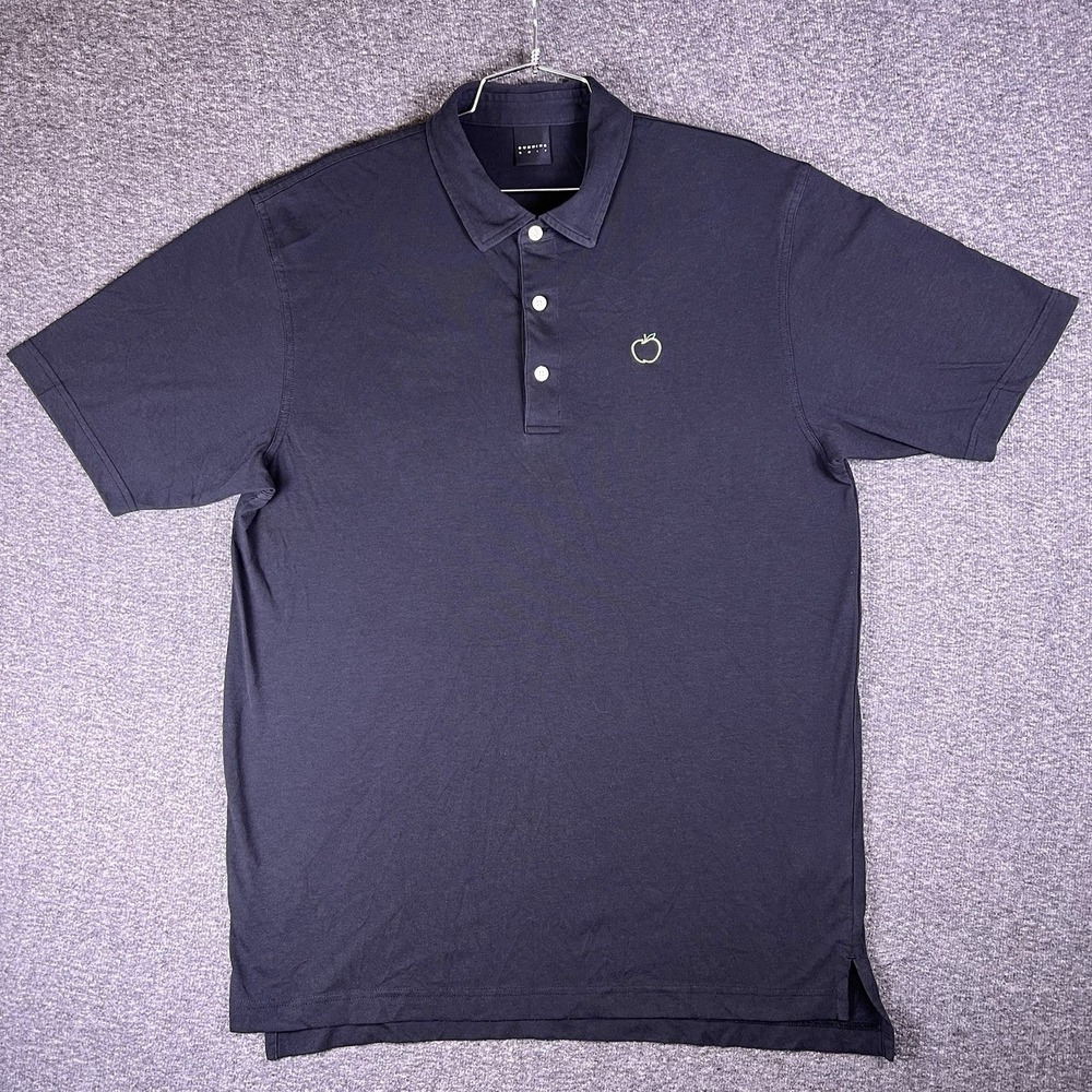 Dunning Golf Polo Shirt Mens Large Black Short Sleeve Embroidery Apple Logo Slit